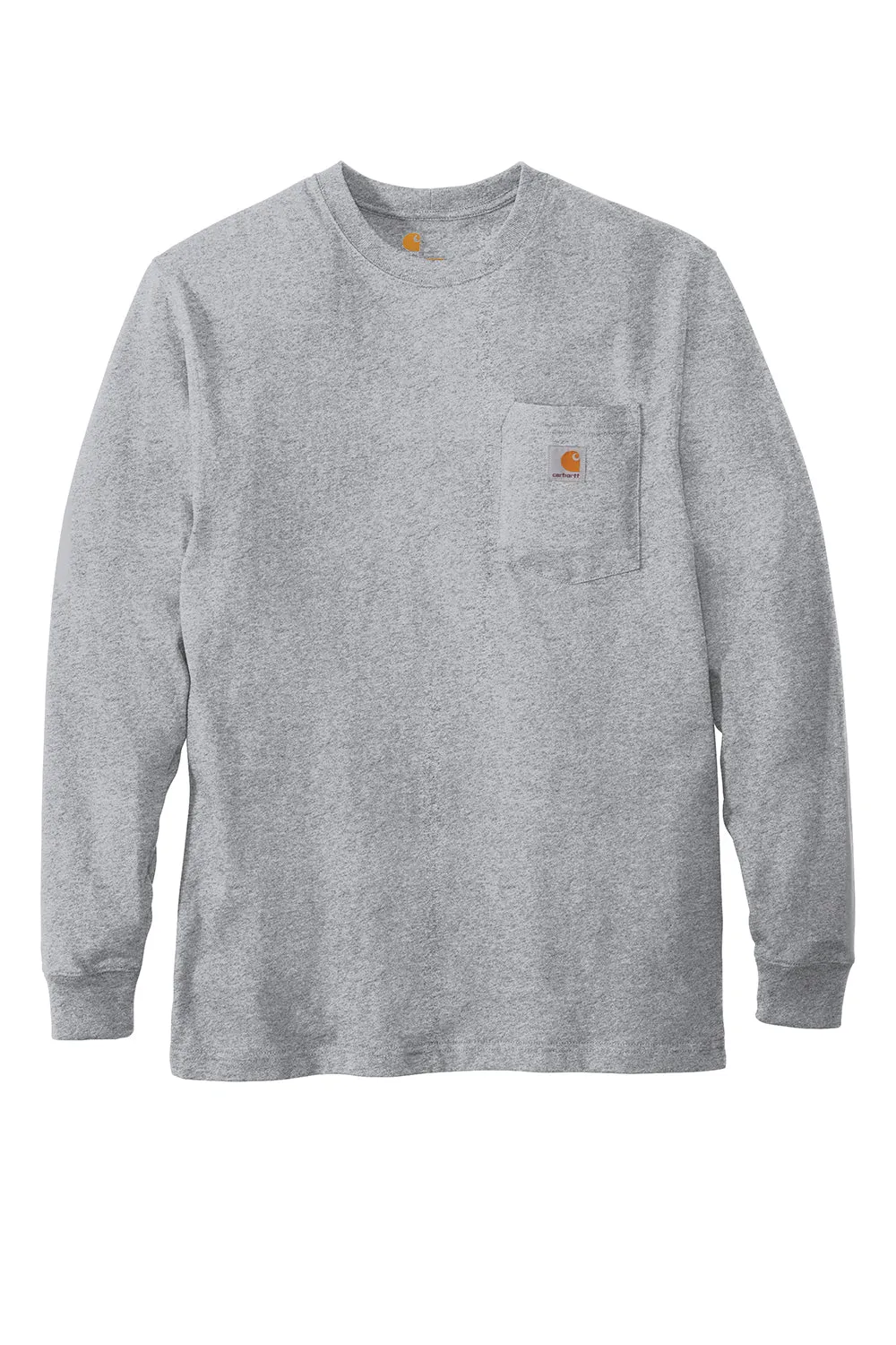 Carhartt Mens Workwear Long Sleeve Crewneck T-Shirt w/ Pocket - Heather Grey