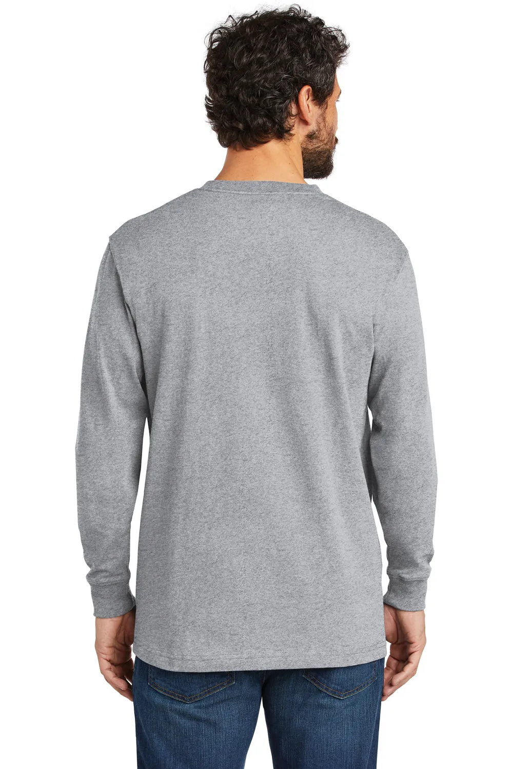 Carhartt Mens Workwear Long Sleeve Crewneck T-Shirt w/ Pocket - Heather Grey