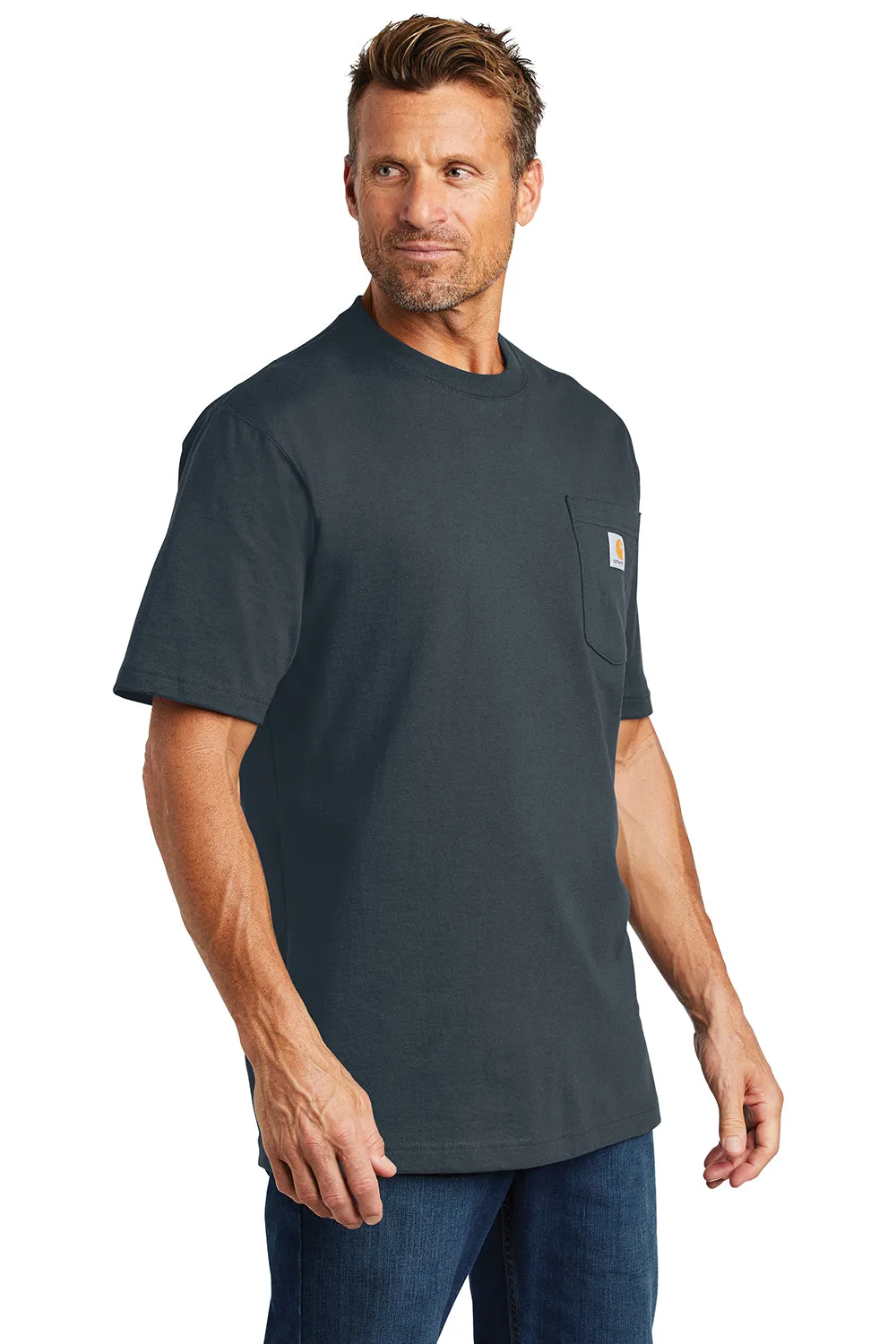 Carhartt Mens Workwear Short Sleeve Crewneck T-Shirt w/ Pocket - Bluestone