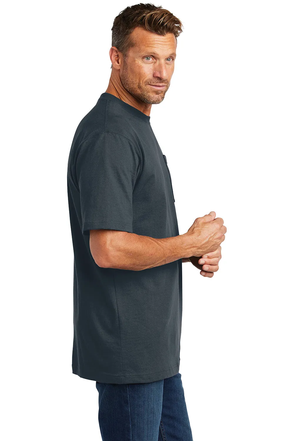 Carhartt Mens Workwear Short Sleeve Crewneck T-Shirt w/ Pocket - Bluestone