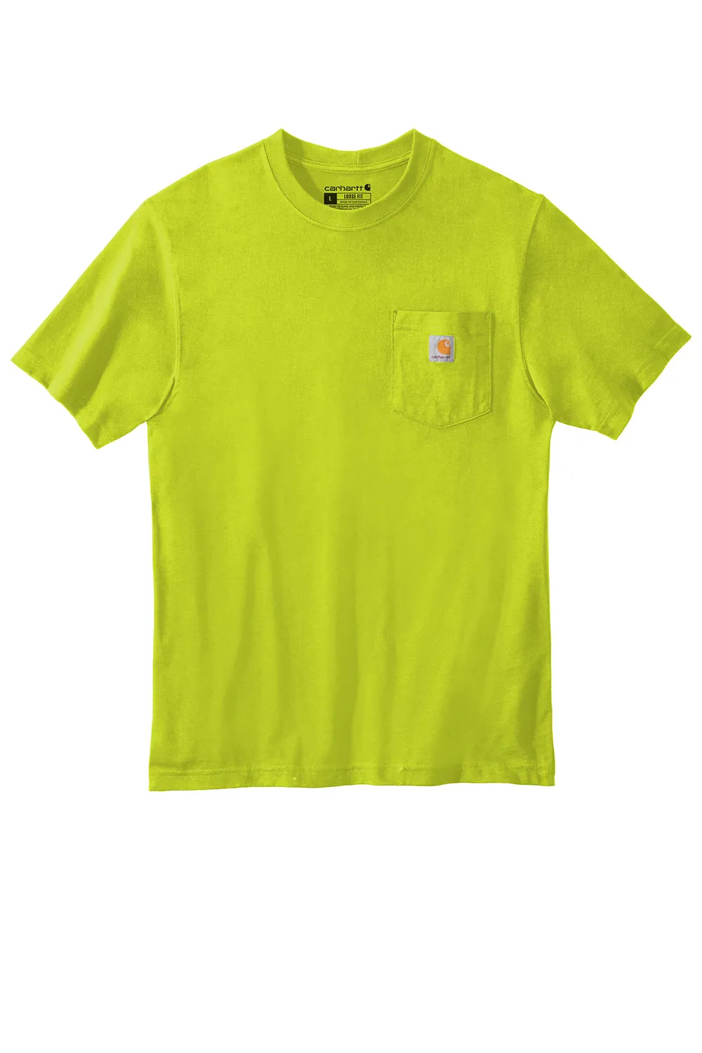 Carhartt Mens Workwear Short Sleeve Crewneck T-Shirt w/ Pocket - Brite Lime Green