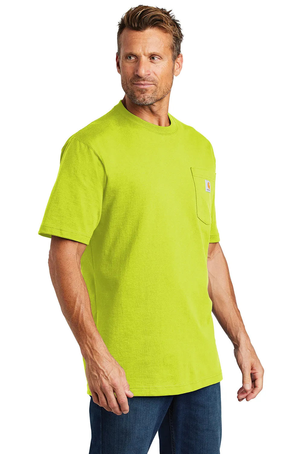 Carhartt Mens Workwear Short Sleeve Crewneck T-Shirt w/ Pocket - Brite Lime Green