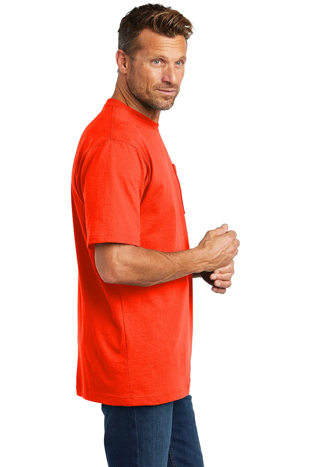 Carhartt Mens Workwear Short Sleeve Crewneck T-Shirt w/ Pocket - Brite Orange