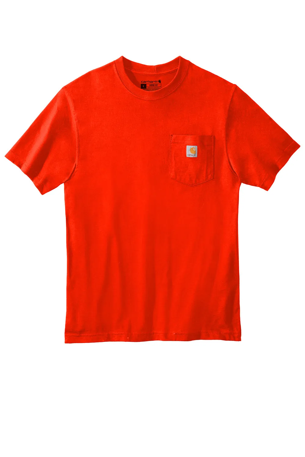 Carhartt Mens Workwear Short Sleeve Crewneck T-Shirt w/ Pocket - Brite Orange