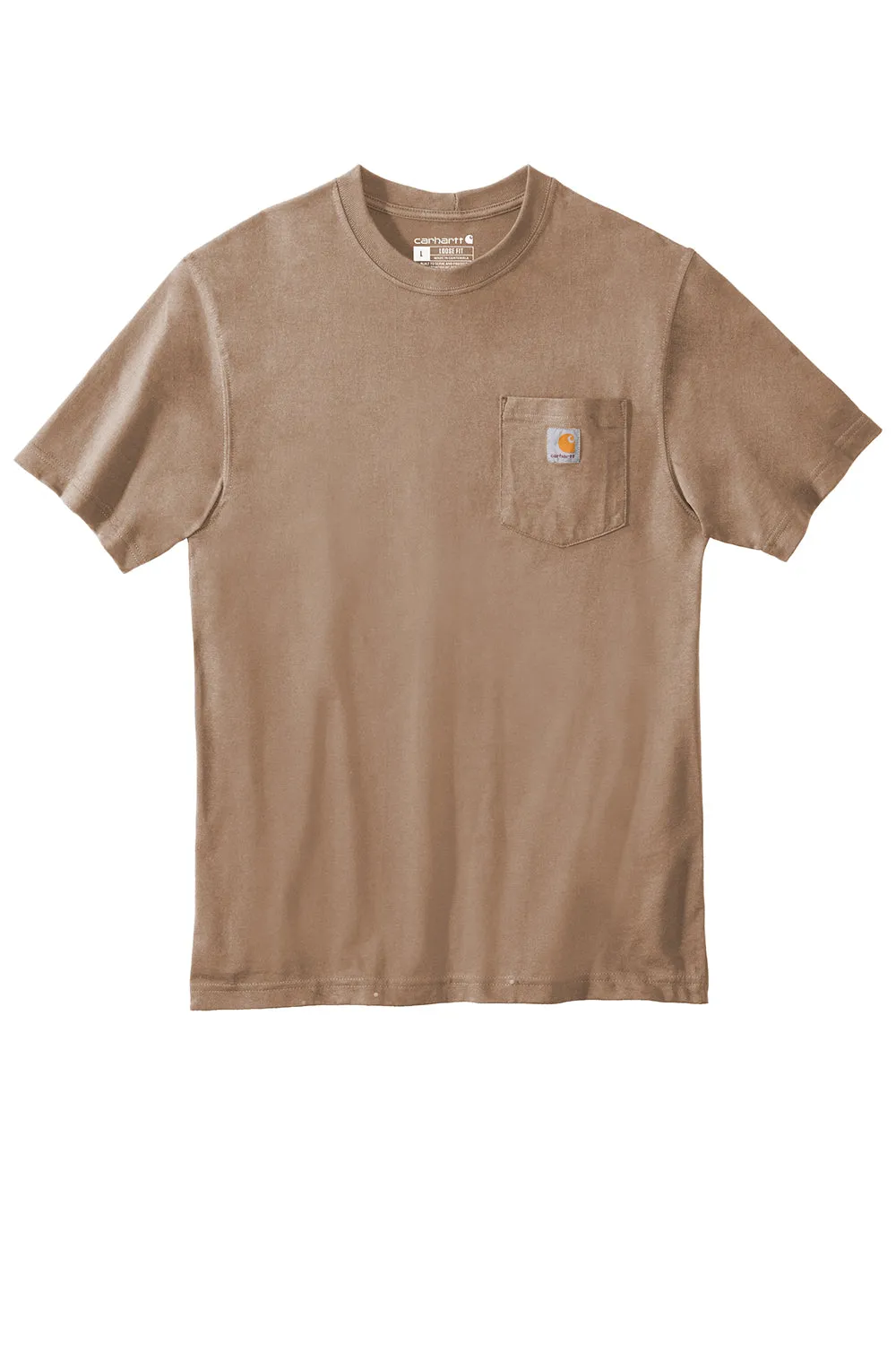 Carhartt Mens Workwear Short Sleeve Crewneck T-Shirt w/ Pocket - Desert Brown