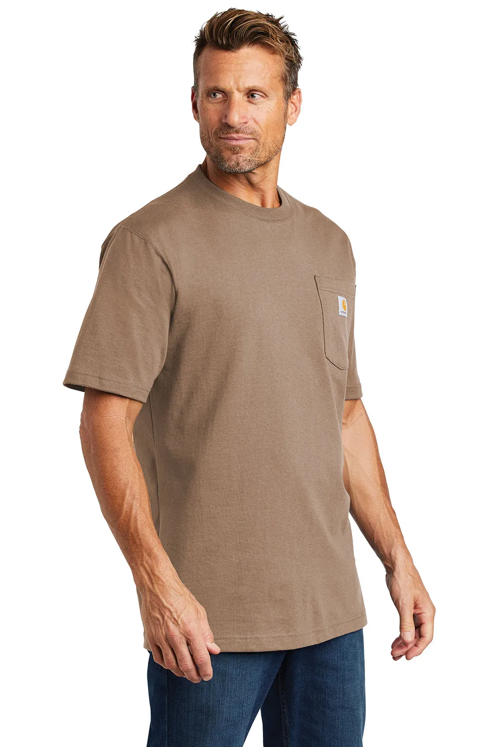 Carhartt Mens Workwear Short Sleeve Crewneck T-Shirt w/ Pocket - Desert Brown