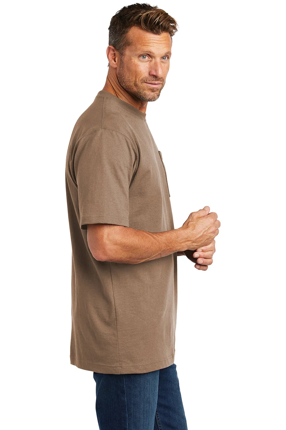 Carhartt Mens Workwear Short Sleeve Crewneck T-Shirt w/ Pocket - Desert Brown
