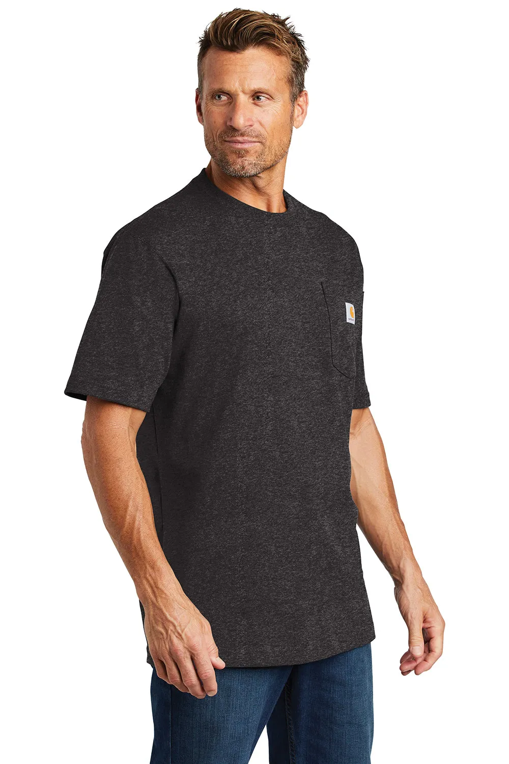Carhartt Mens Workwear Short Sleeve Crewneck T-Shirt w/ Pocket - Heather Carbon Grey