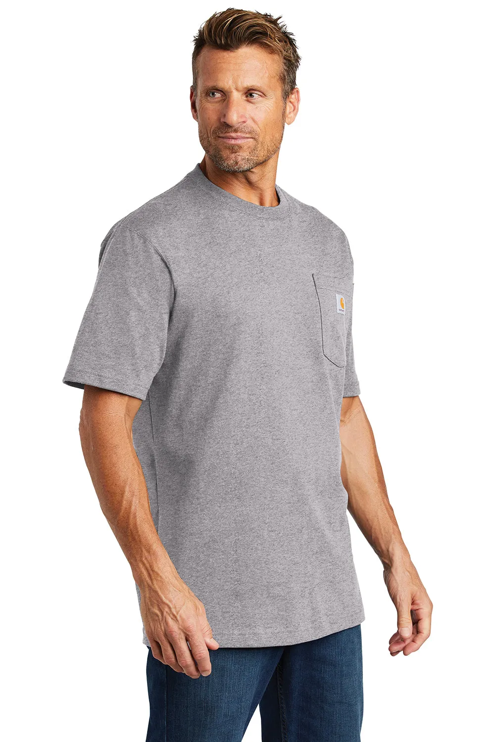 Carhartt Mens Workwear Short Sleeve Crewneck T-Shirt w/ Pocket - Heather Grey