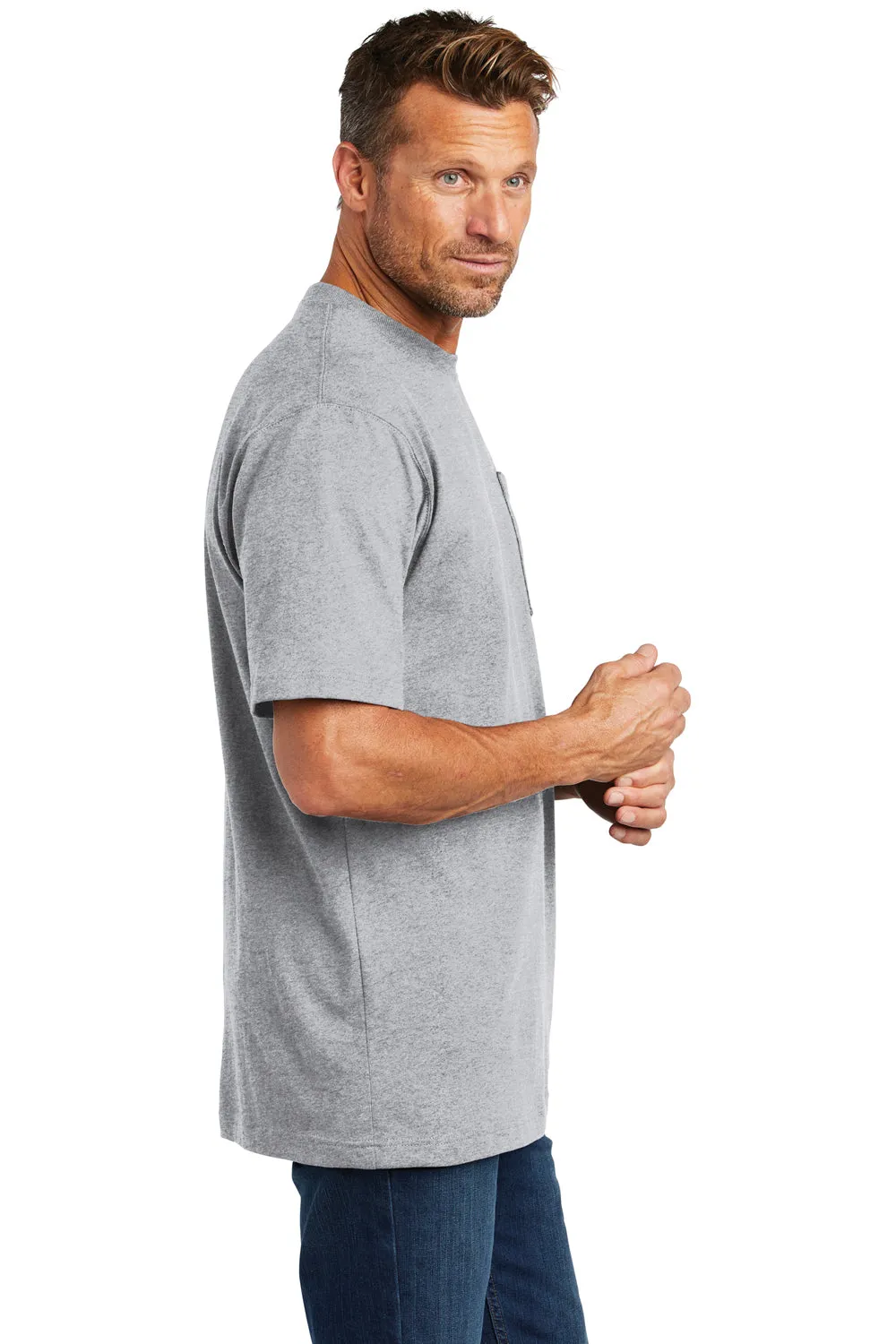 Carhartt Mens Workwear Short Sleeve Crewneck T-Shirt w/ Pocket - Heather Grey