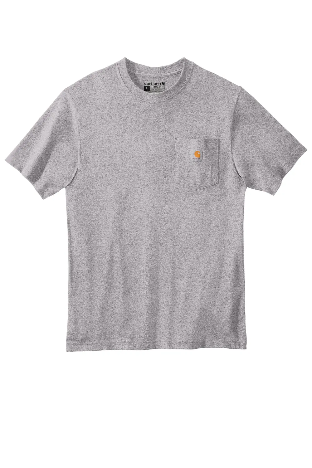 Carhartt Mens Workwear Short Sleeve Crewneck T-Shirt w/ Pocket - Heather Grey