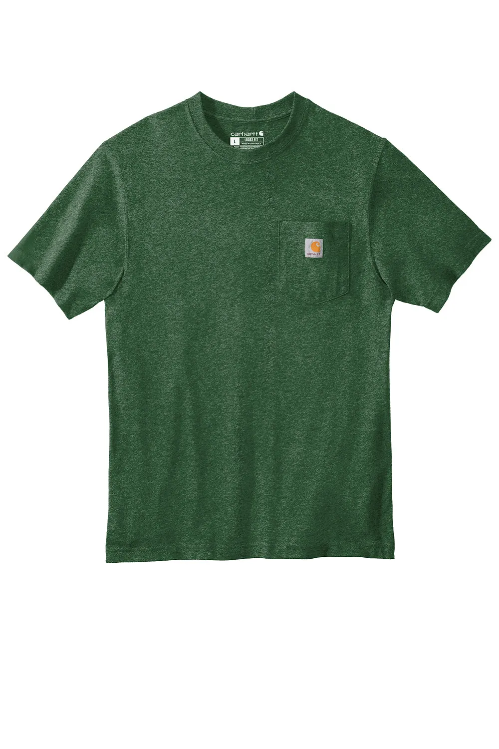Carhartt Mens Workwear Short Sleeve Crewneck T-Shirt w/ Pocket - Heather North Woods Green