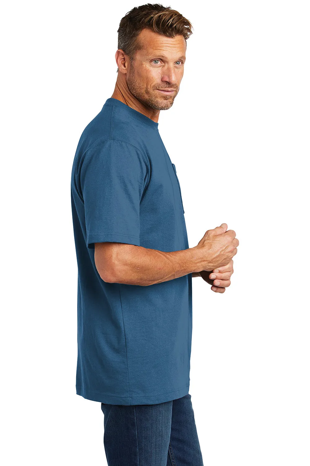 Carhartt Mens Workwear Short Sleeve Crewneck T-Shirt w/ Pocket - Lakeshore Blue