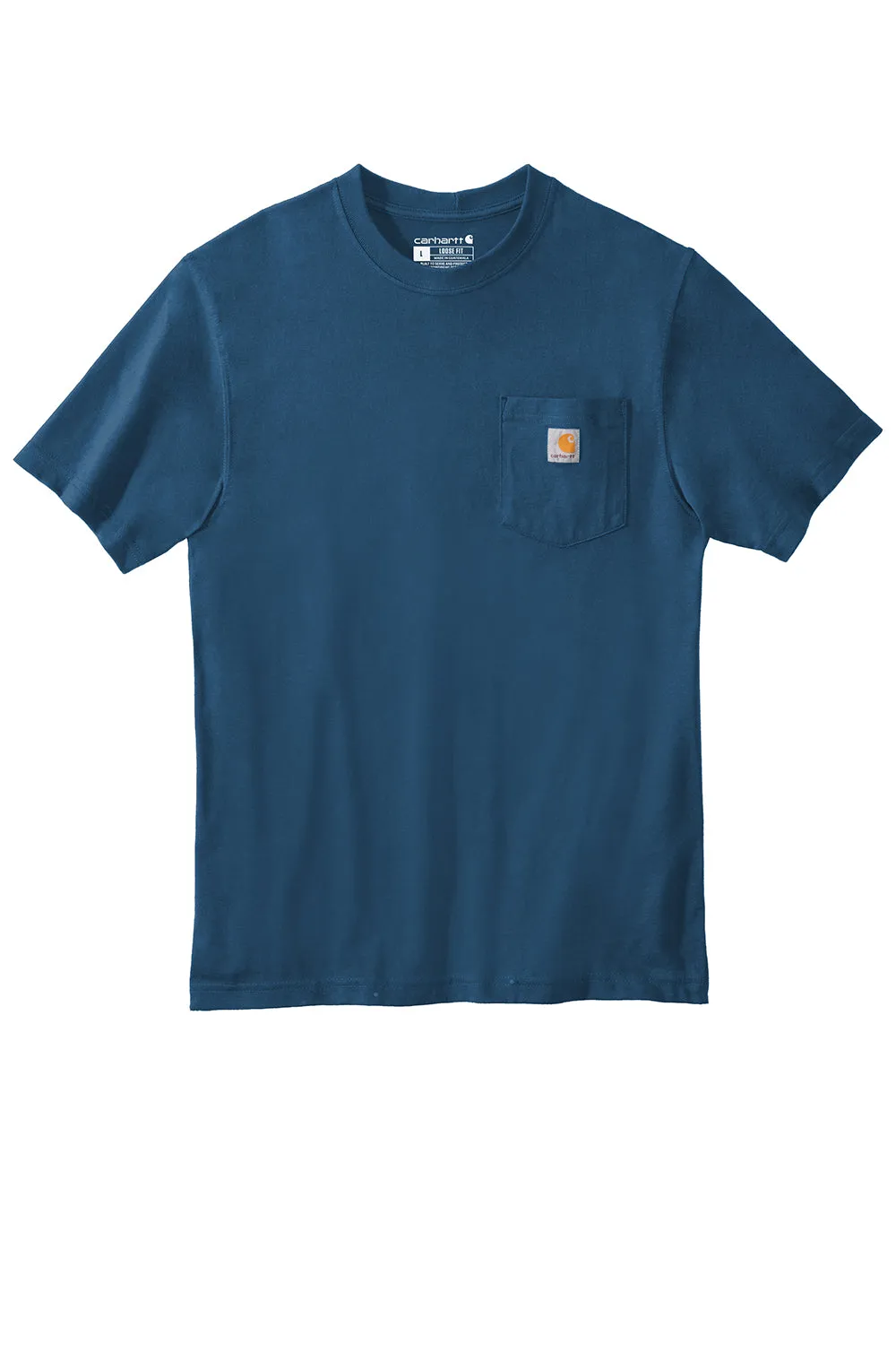 Carhartt Mens Workwear Short Sleeve Crewneck T-Shirt w/ Pocket - Lakeshore Blue