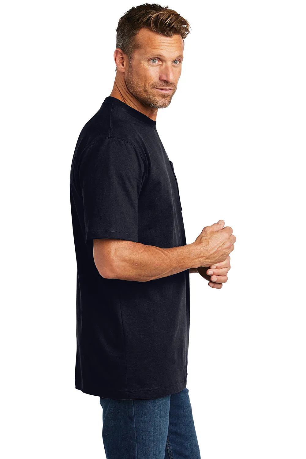 Carhartt Mens Workwear Short Sleeve Crewneck T-Shirt w/ Pocket - Navy Blue