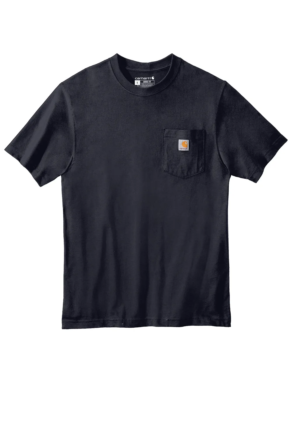 Carhartt Mens Workwear Short Sleeve Crewneck T-Shirt w/ Pocket - Navy Blue