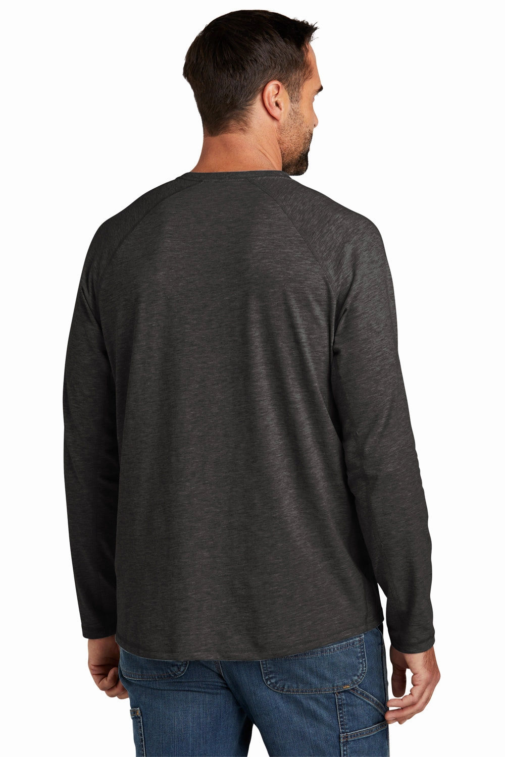 Carhartt Mens Force Moisture Wicking Long Sleeve Crewneck T-Shirt w/ Pocket - Heather Carbon Grey