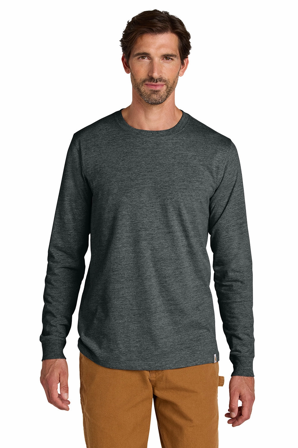 Carhartt Mens Long Sleeve Crewneck T-Shirt - Heather Carbon Grey