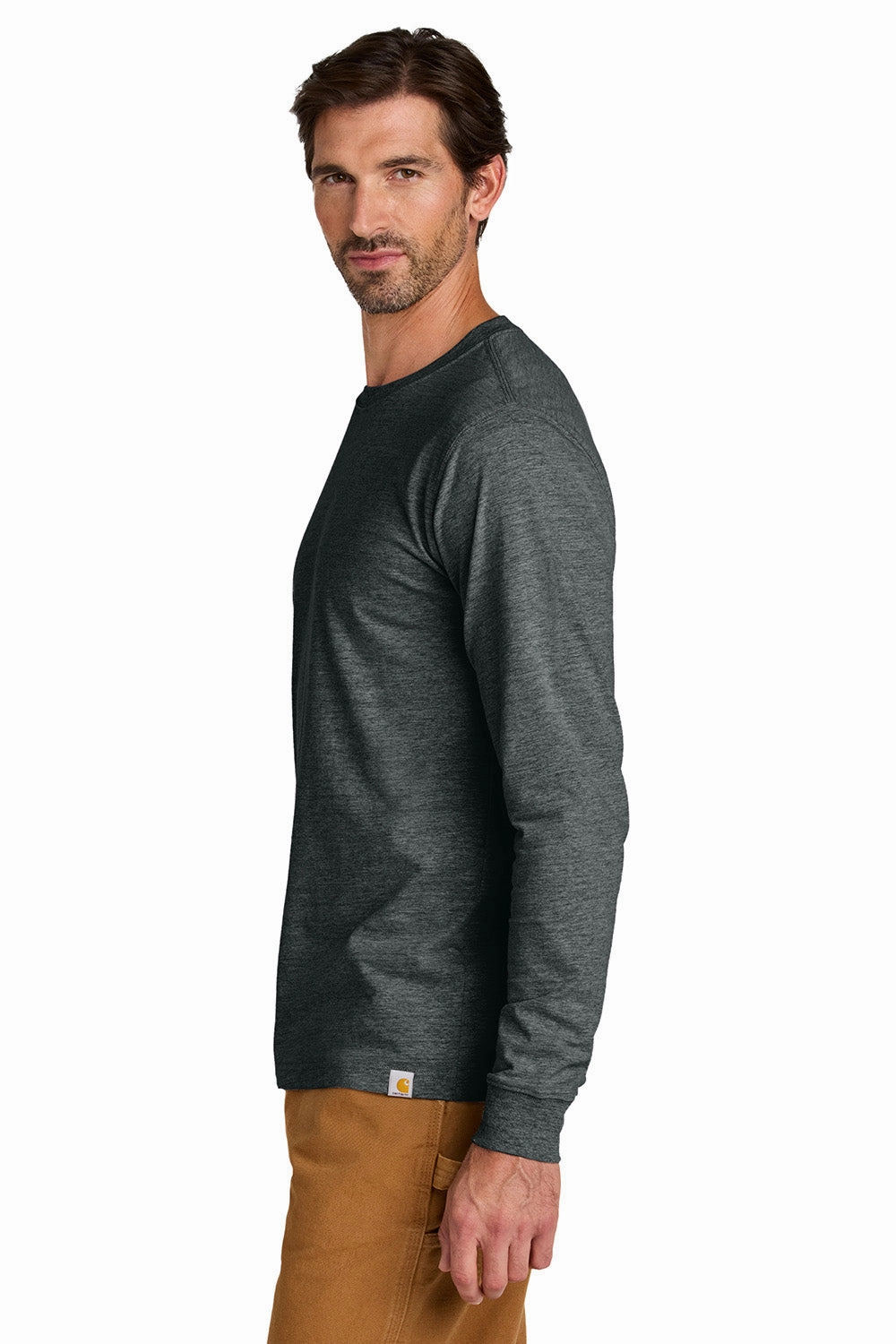 Carhartt Mens Long Sleeve Crewneck T-Shirt - Heather Carbon Grey