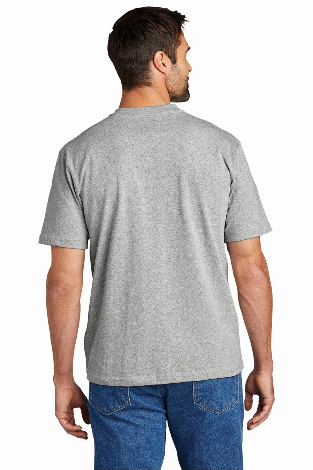 Carhartt Mens Short Sleeve Henley T-Shirt w/ Pocket - Heather Grey