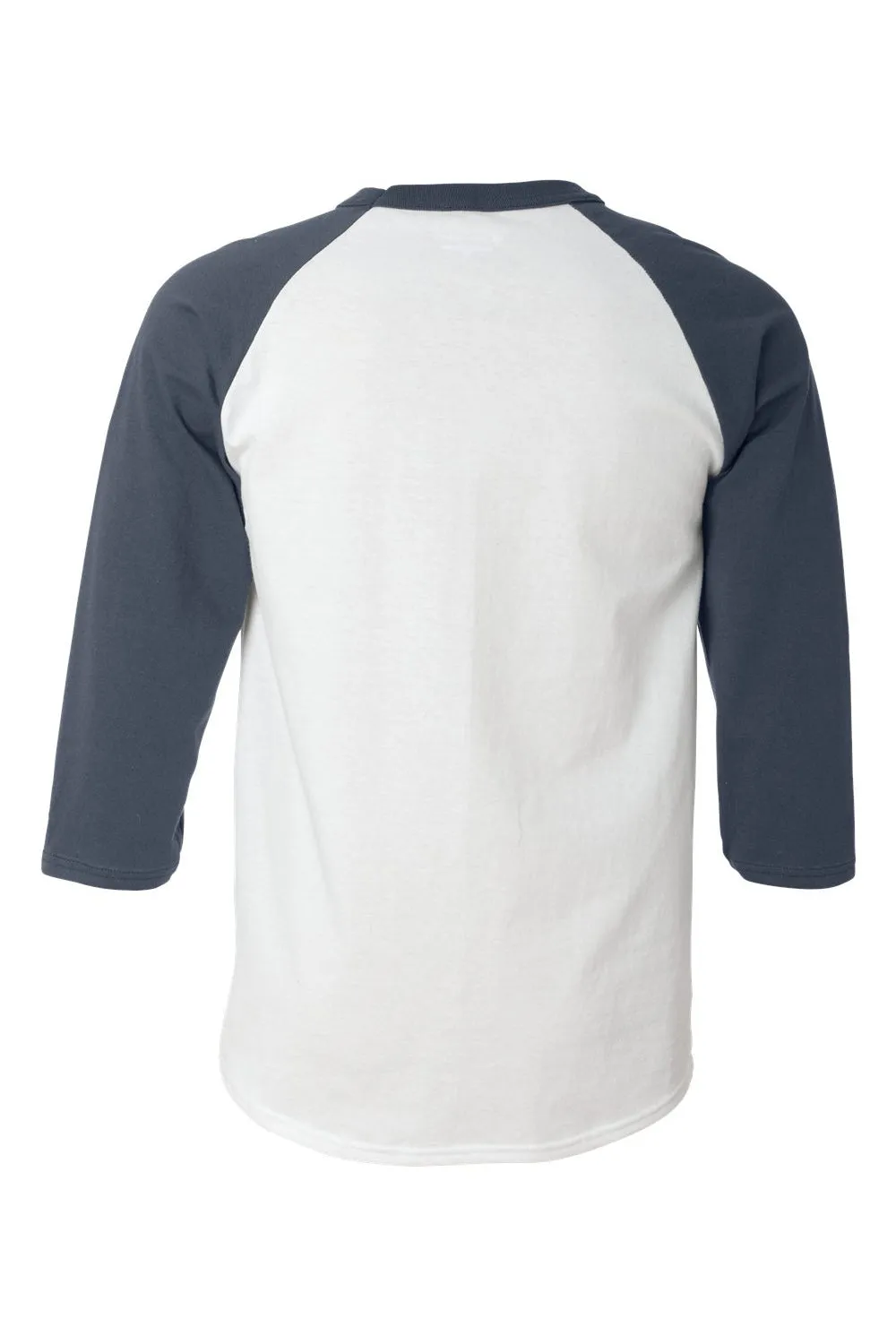 Champion Mens 3/4 Sleeve Crewneck T-Shirt - White/Navy Blue