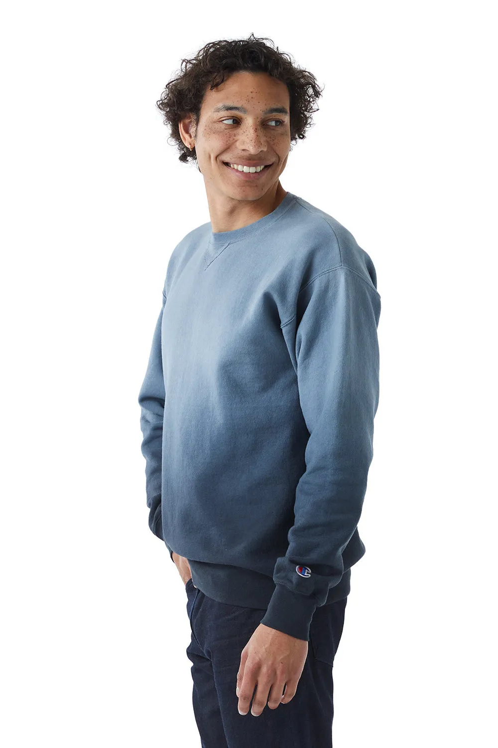 Champion Mens Dip Dye Crewneck Sweatshirt - Black Ombre - Closeout
