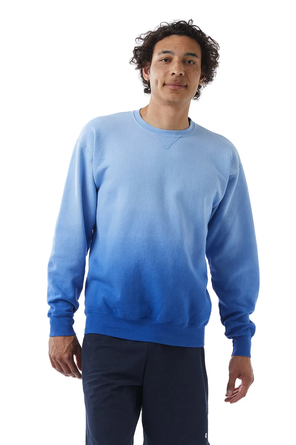 Champion Mens Dip Dye Crewneck Sweatshirt - Royal Blue Ombre - Closeout