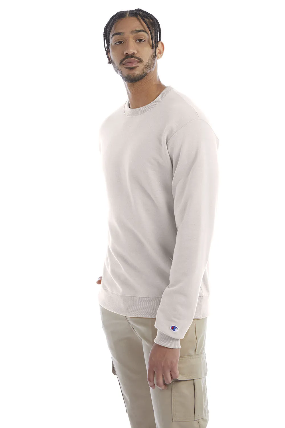 Champion Mens Double Dry Eco Moisture Wicking Fleece Crewneck Sweatshirt - Body Blush Pink