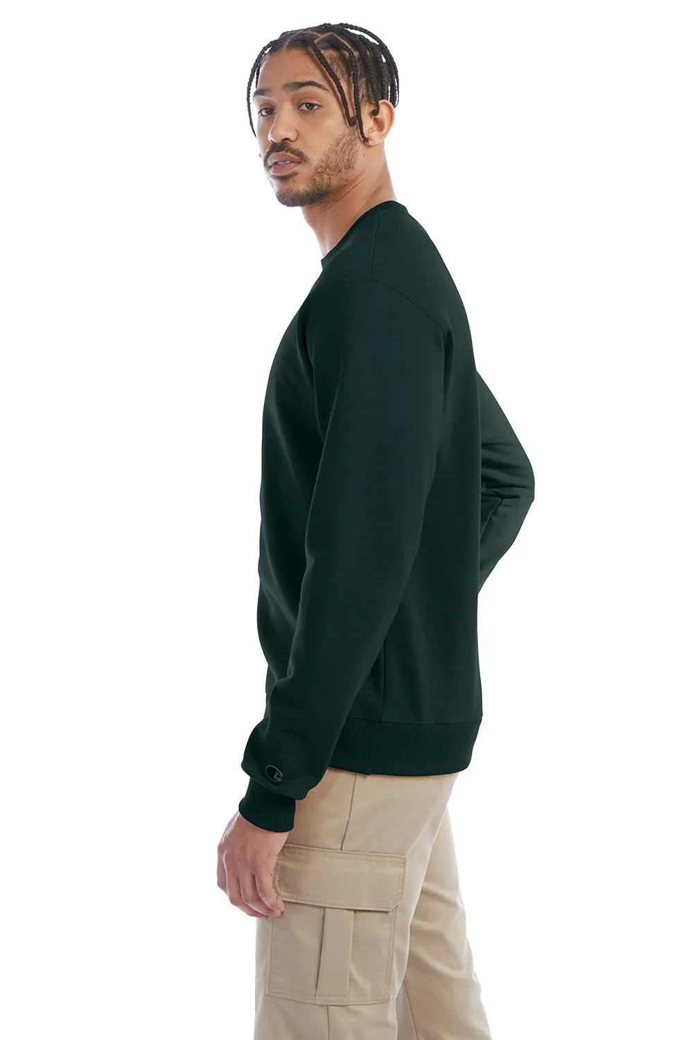 Champion Mens Double Dry Eco Moisture Wicking Fleece Crewneck Sweatshirt - Dark Green