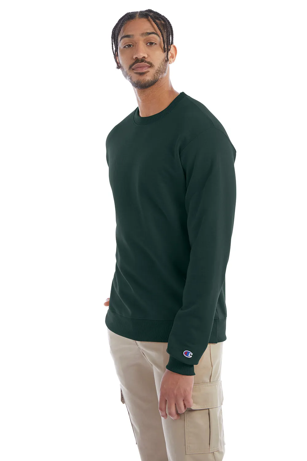 Champion Mens Double Dry Eco Moisture Wicking Fleece Crewneck Sweatshirt - Dark Green