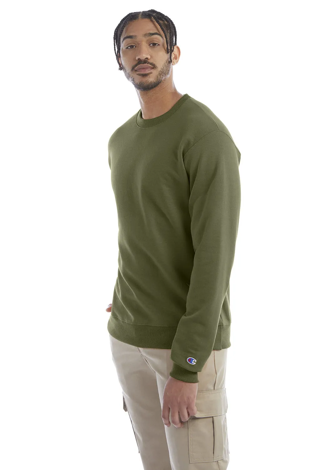 Champion Mens Double Dry Eco Moisture Wicking Fleece Crewneck Sweatshirt - Fresh Olive Green