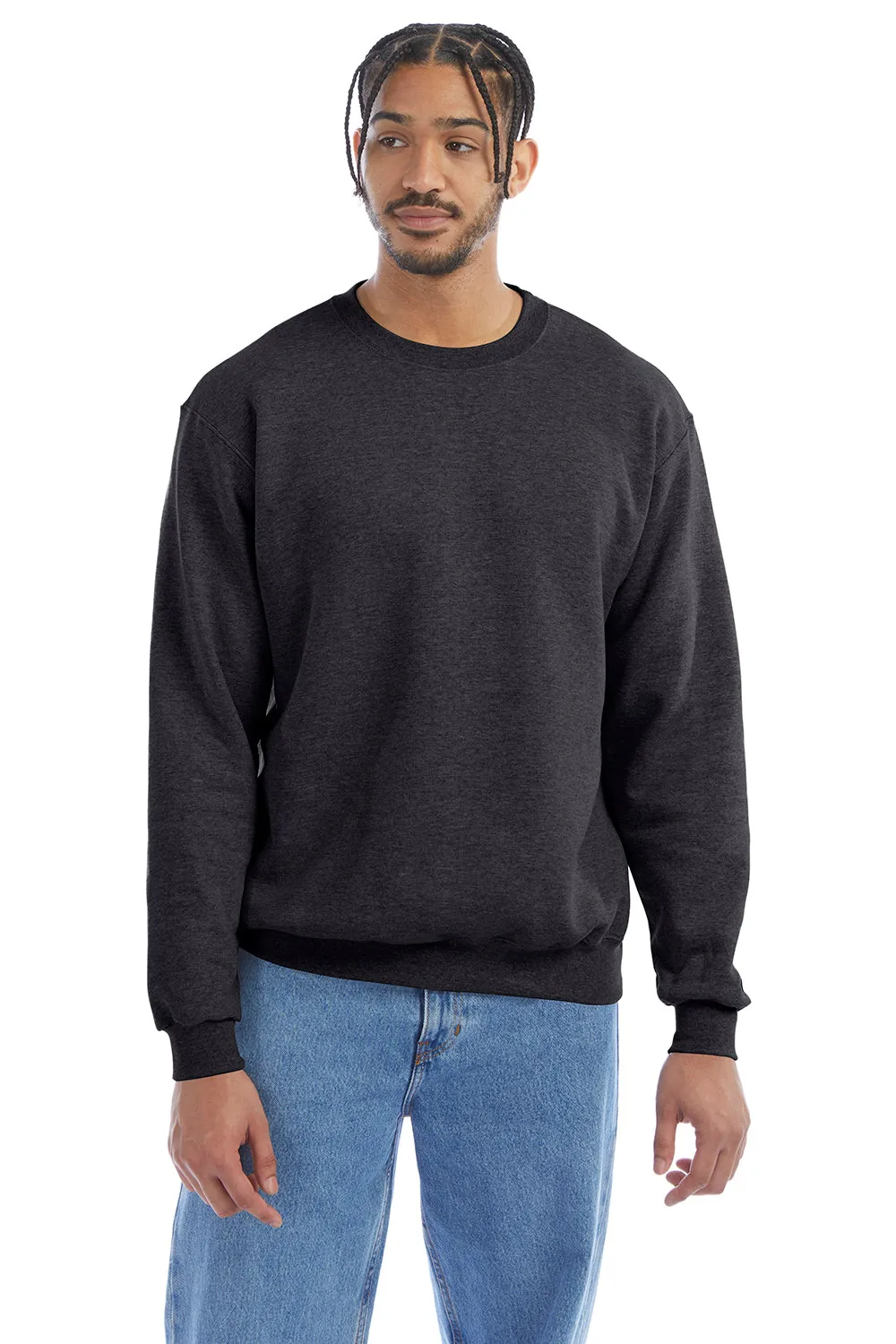 Champion Mens Double Dry Eco Moisture Wicking Fleece Crewneck Sweatshirt - Heather Charcoal Grey