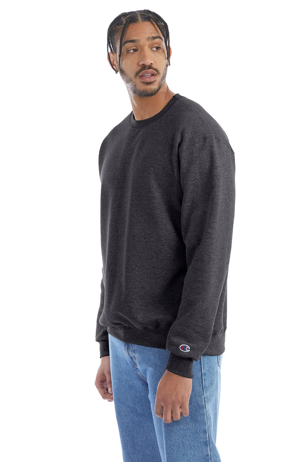 Champion Mens Double Dry Eco Moisture Wicking Fleece Crewneck Sweatshirt - Heather Charcoal Grey
