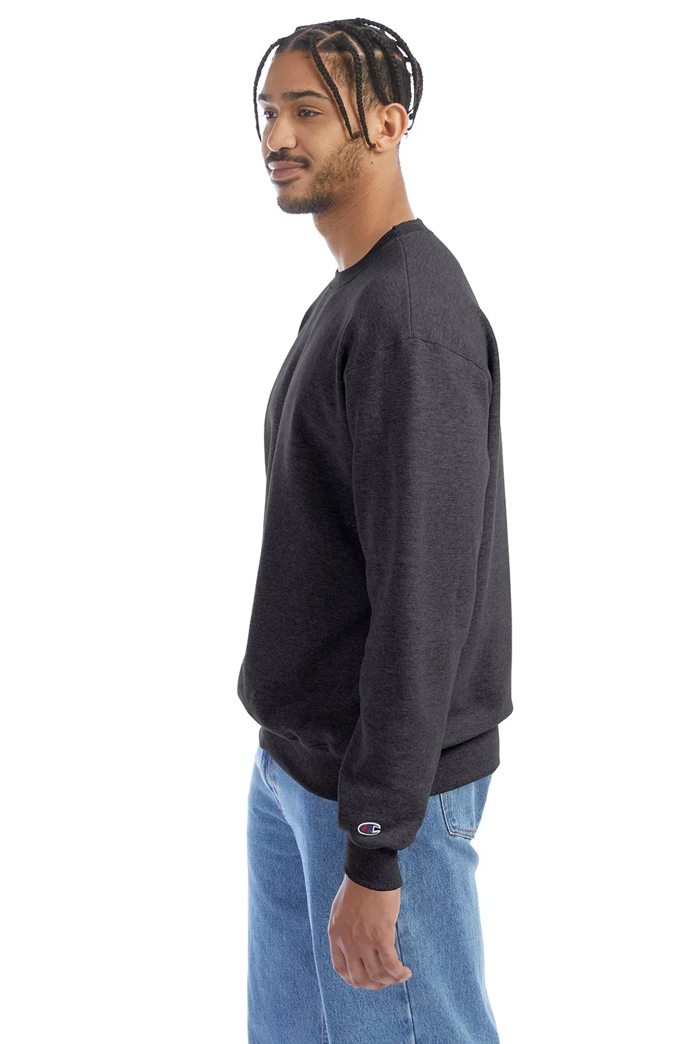 Champion Mens Double Dry Eco Moisture Wicking Fleece Crewneck Sweatshirt - Heather Charcoal Grey