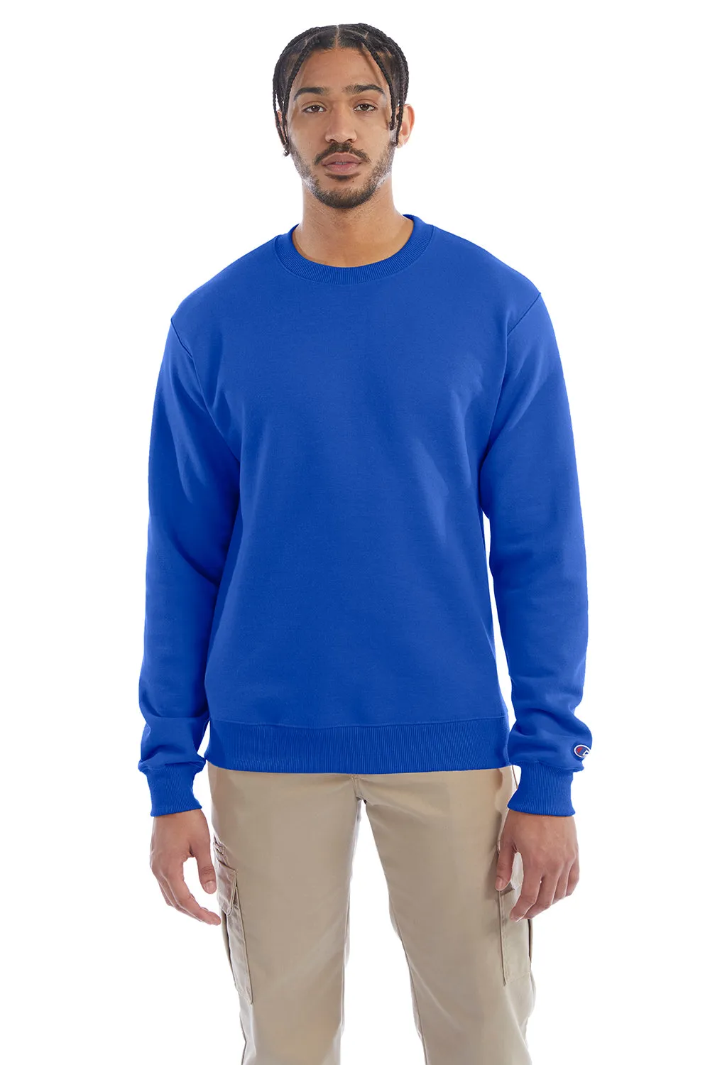 Champion Mens Double Dry Eco Moisture Wicking Fleece Crewneck Sweatshirt - Royal Blue