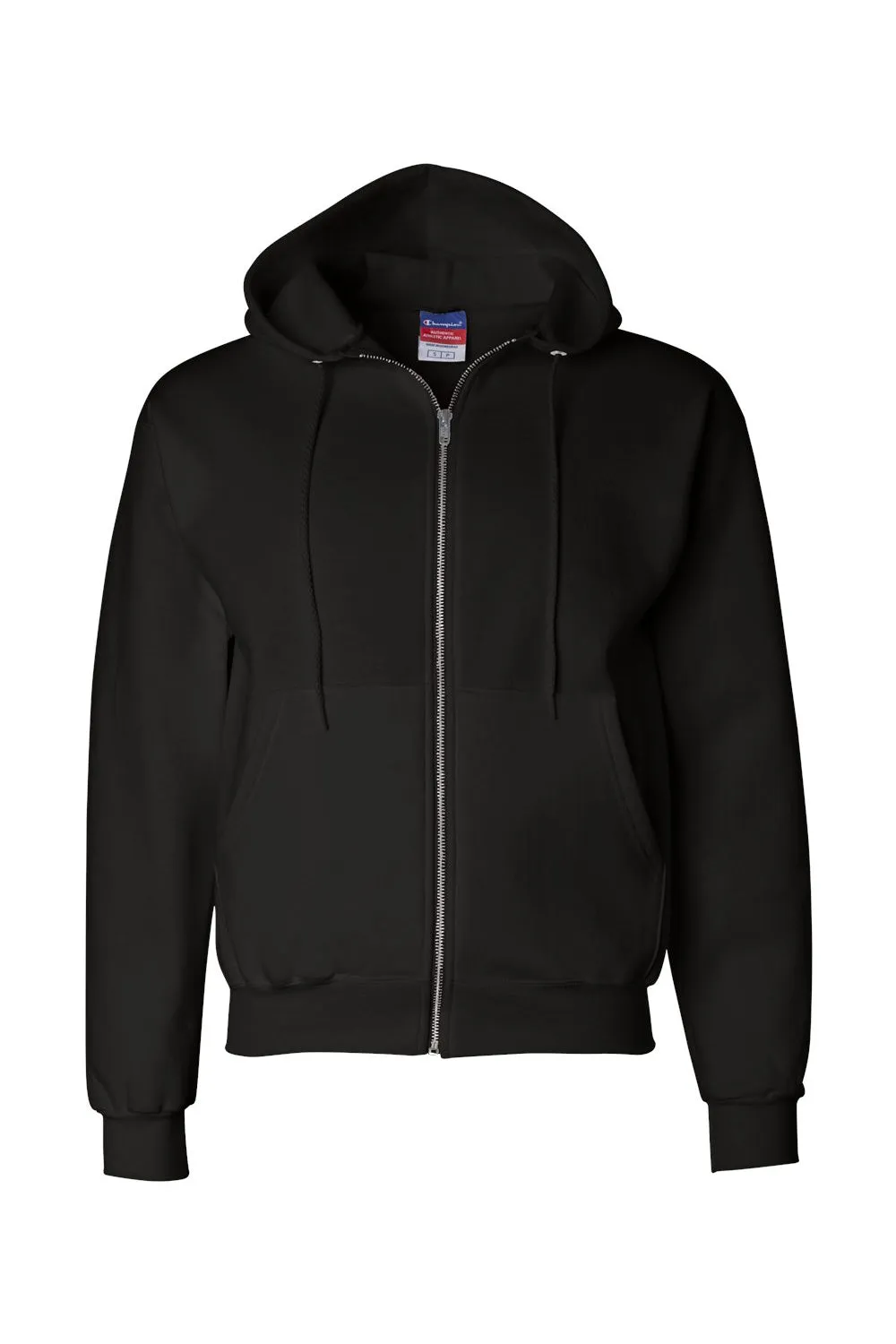 Champion Mens Double Dry Eco Moisture Wicking Fleece Full Zip Hooded Sweatshirt Hoodie w/ Pockets - Black