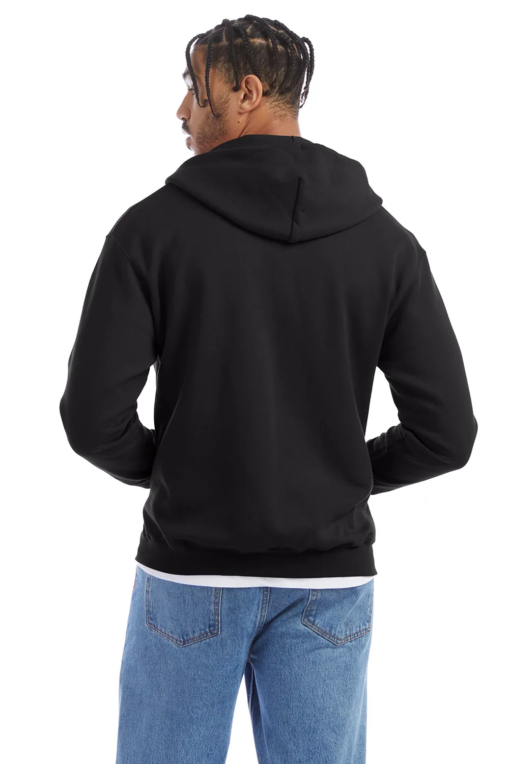 Champion Mens Double Dry Eco Moisture Wicking Fleece Full Zip Hooded Sweatshirt Hoodie w/ Pockets - Black