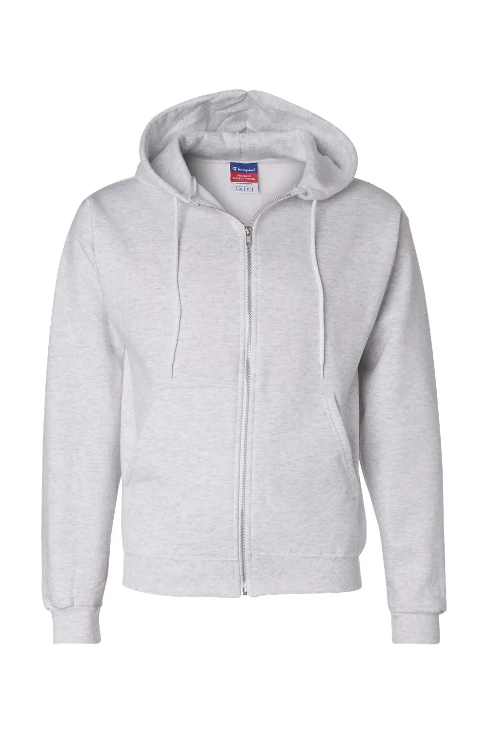 Champion Mens Double Dry Eco Moisture Wicking Fleece Full Zip Hooded Sweatshirt Hoodie w/ Pockets - Silver Grey