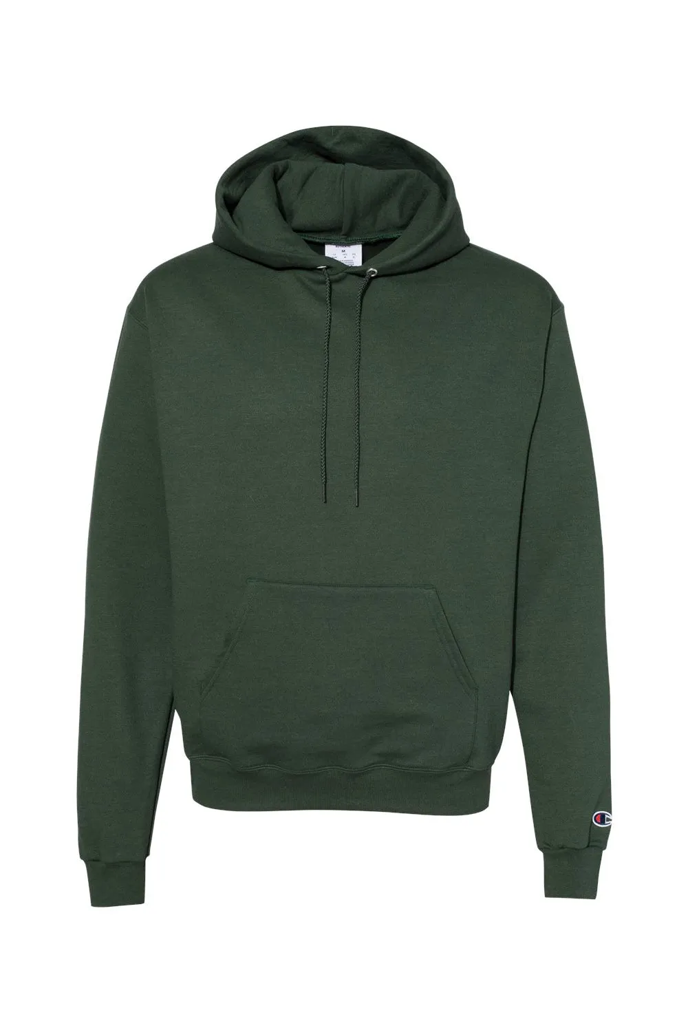 Champion Mens Double Dry Eco Moisture Wicking Fleece Hooded Sweatshirt Hoodie w/ Pouch Pocket - Dark Green