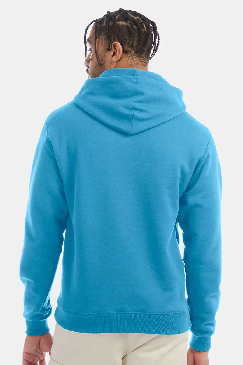 Champion Mens Double Dry Eco Moisture Wicking Fleece Hooded Sweatshirt Hoodie w/ Pouch Pocket - Lagoon Blue