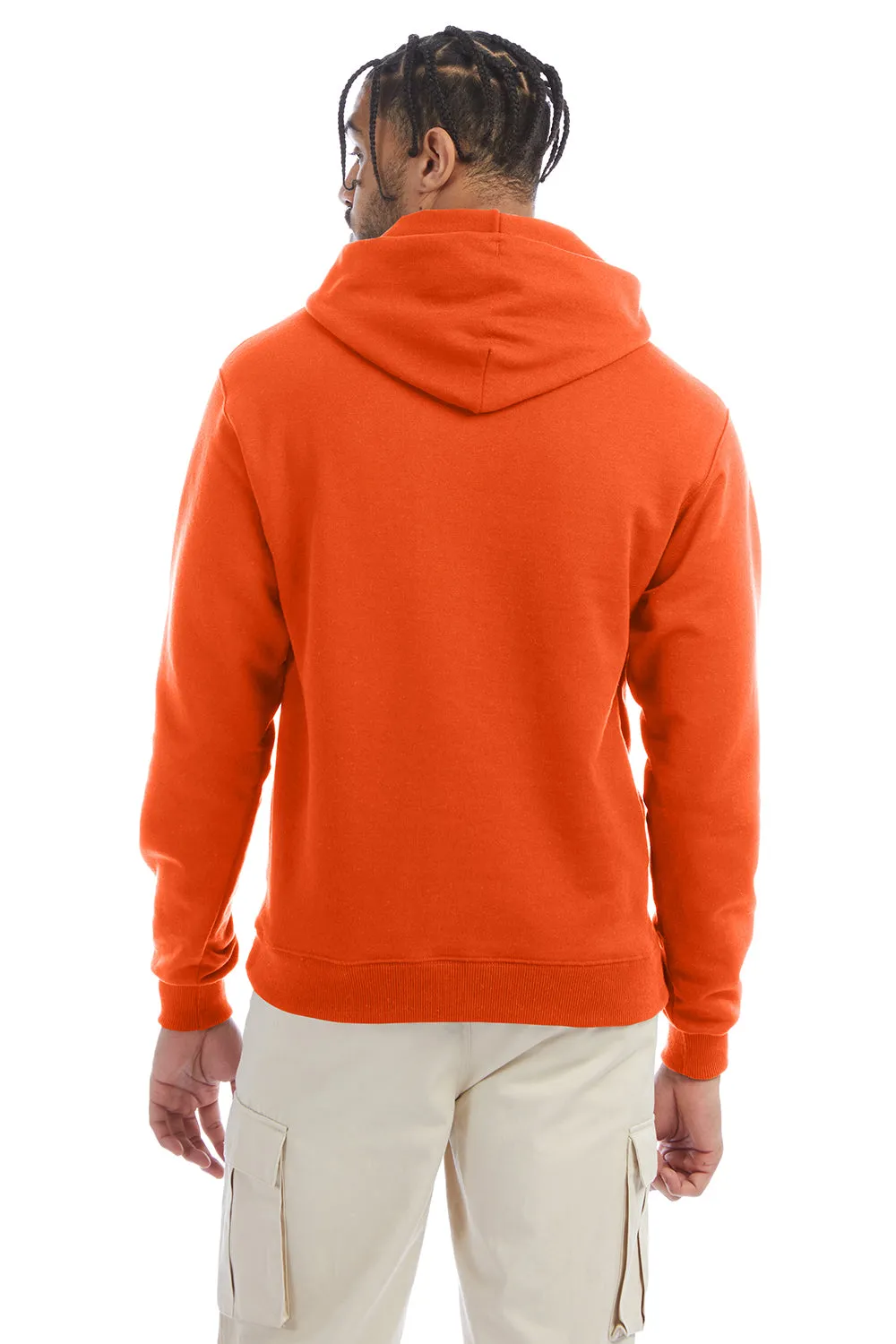 Champion Mens Double Dry Eco Moisture Wicking Fleece Hooded Sweatshirt Hoodie w/ Pouch Pocket - Orange