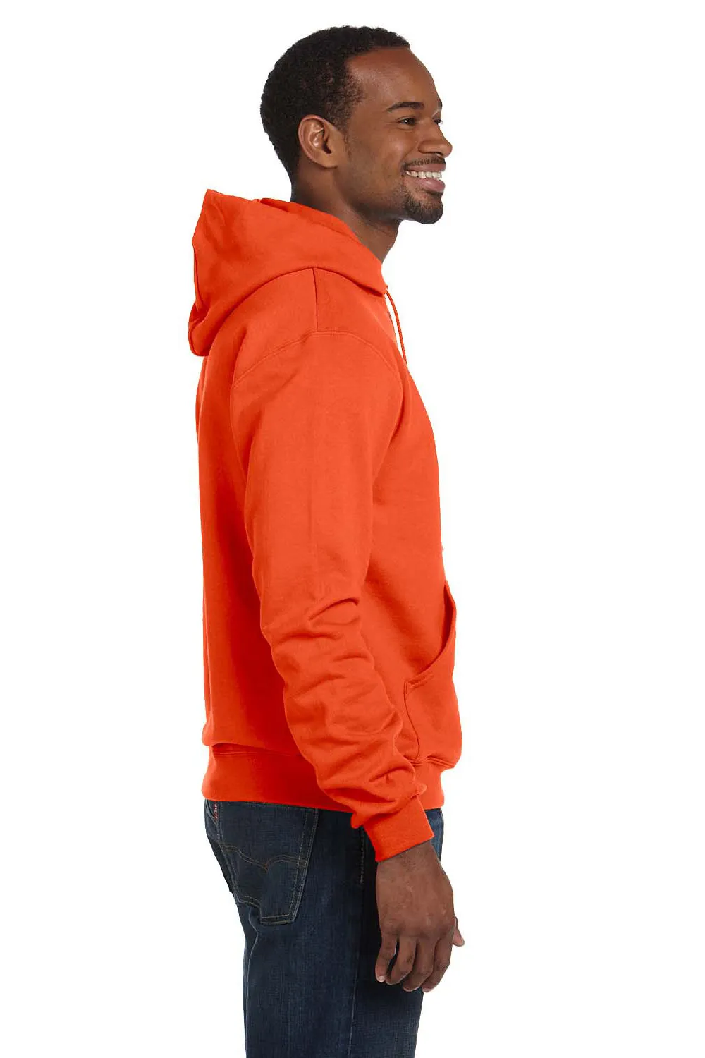 Champion Mens Double Dry Eco Moisture Wicking Fleece Hooded Sweatshirt Hoodie w/ Pouch Pocket - Orange