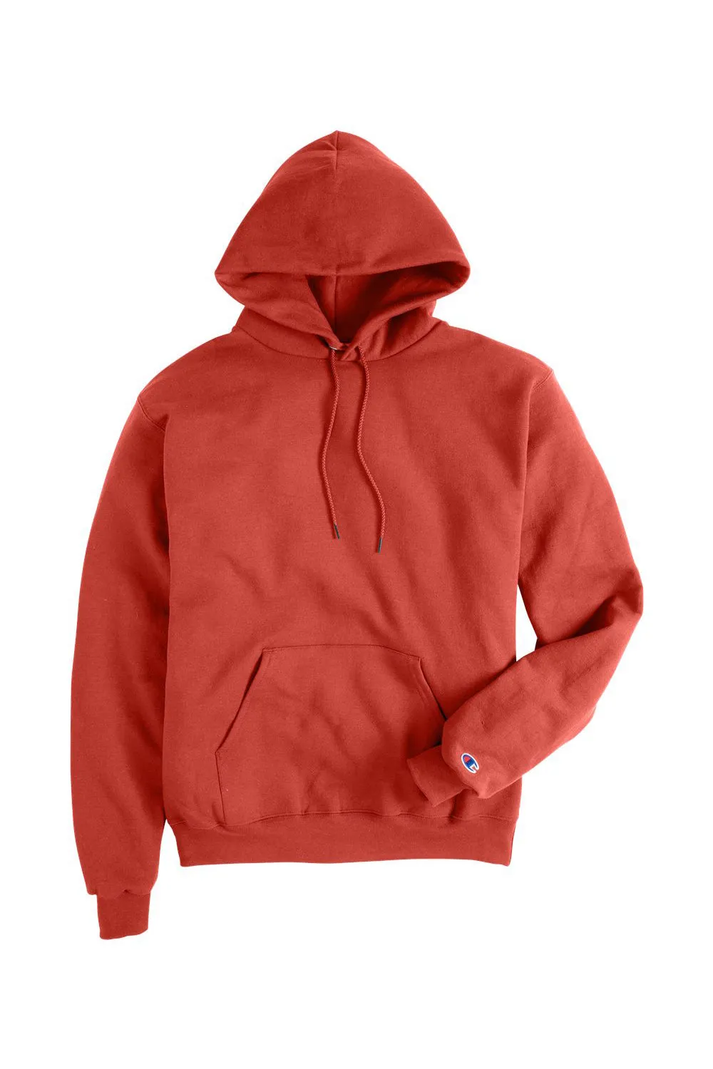 Champion Mens Double Dry Eco Moisture Wicking Fleece Hooded Sweatshirt Hoodie w/ Pouch Pocket - Red River Clay