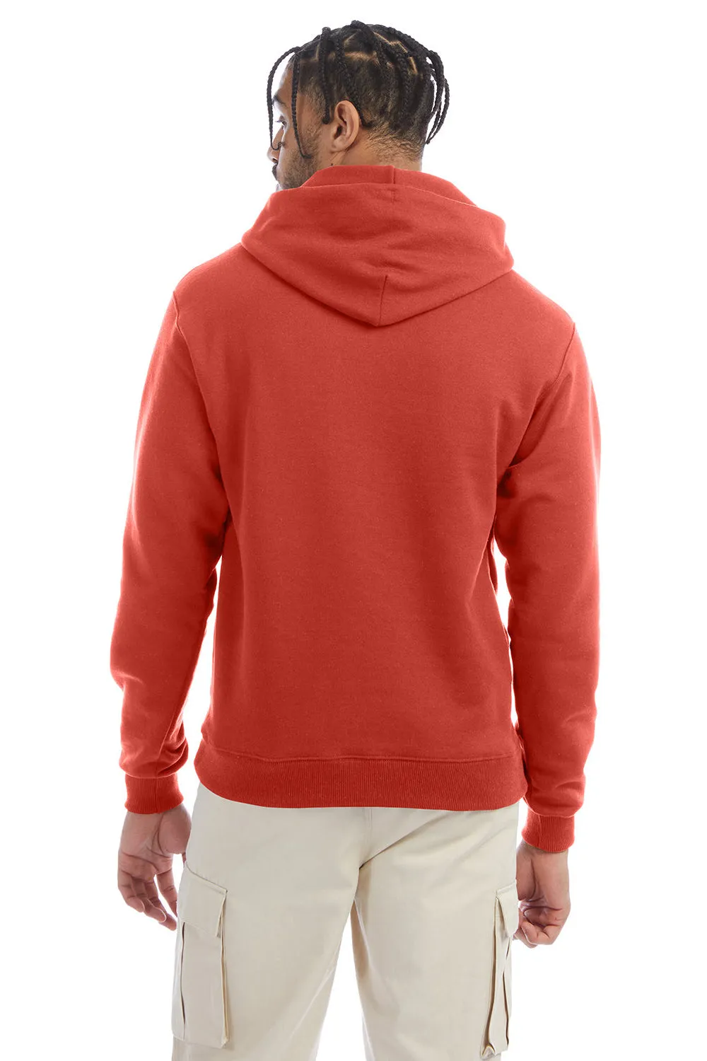 Champion Mens Double Dry Eco Moisture Wicking Fleece Hooded Sweatshirt Hoodie w/ Pouch Pocket - Red River Clay