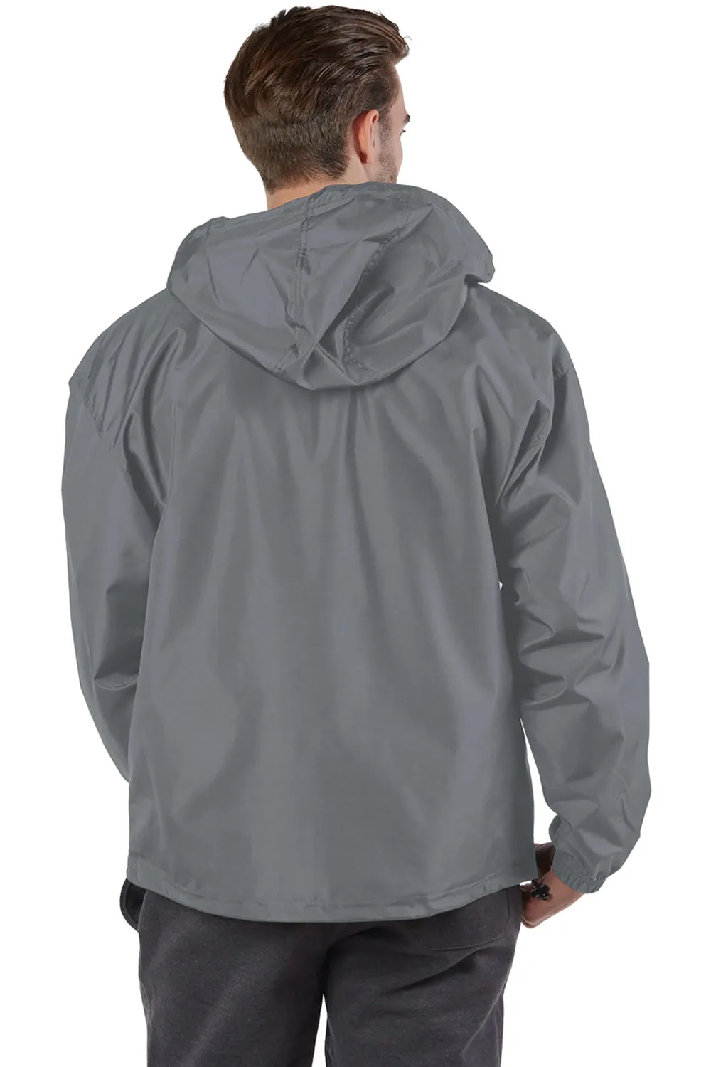 Champion Mens Packable Wind & Water Resistant Anorak 1/4 Zip Hooded Jacket - Graphite Grey