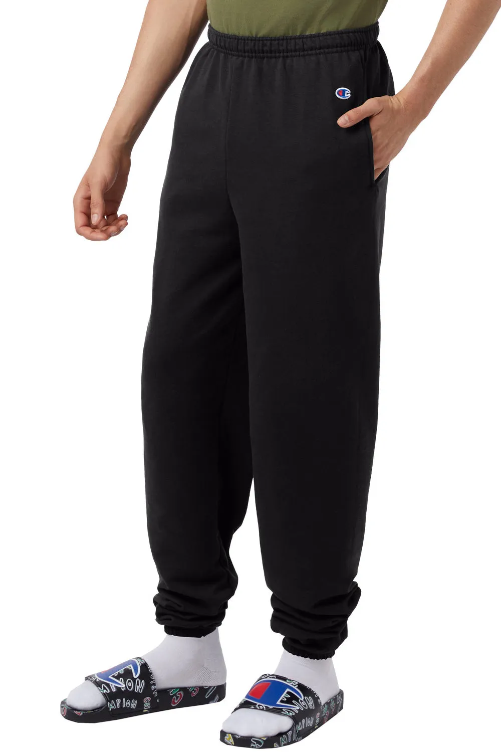 Champion Mens Powerblend Sweatpants w/ Pockets - Black - Closeout