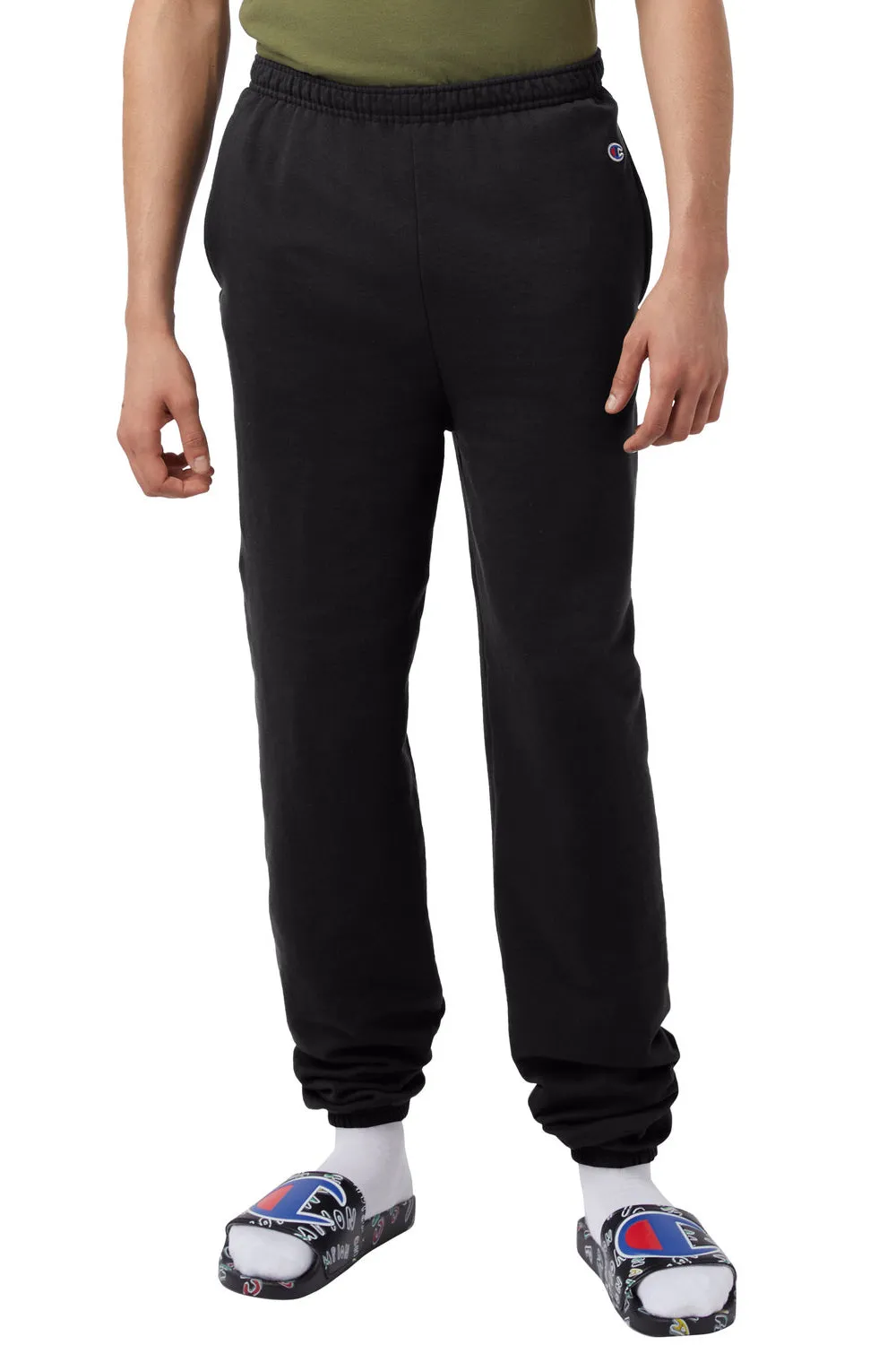 Champion Mens Powerblend Sweatpants w/ Pockets - Black - Closeout