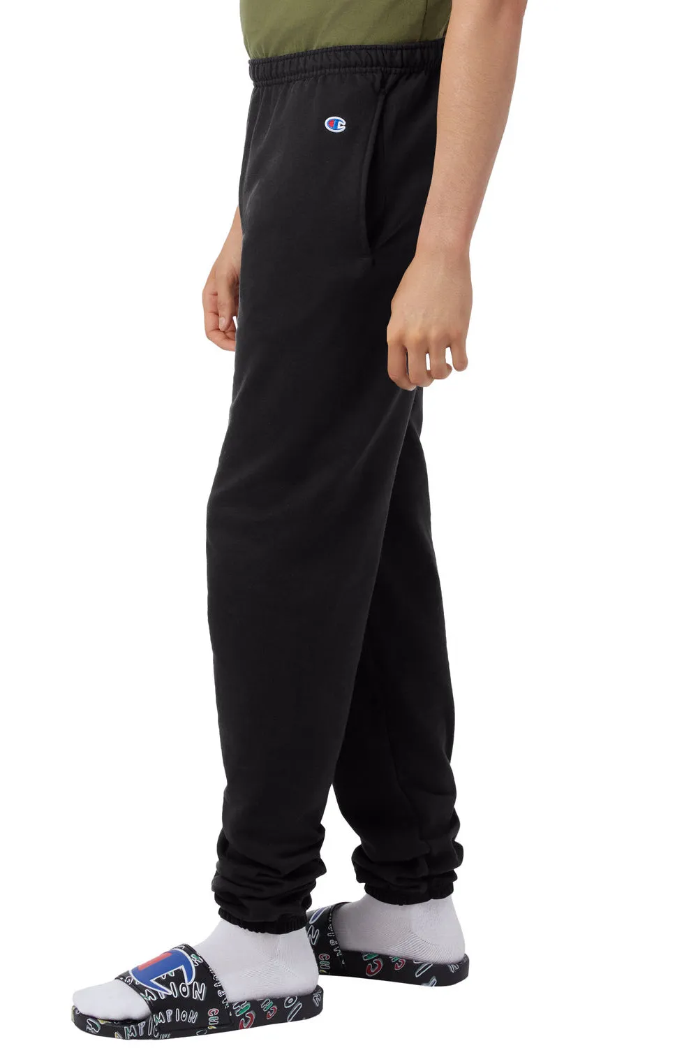 Champion Mens Powerblend Sweatpants w/ Pockets - Black - Closeout