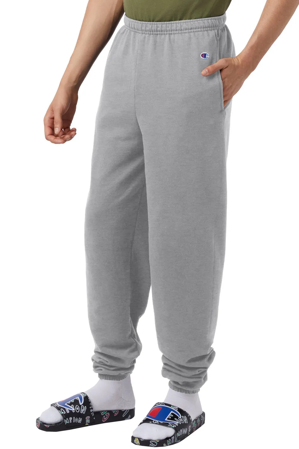 Champion Mens Powerblend Sweatpants w/ Pockets - Light Steel Grey - Closeout