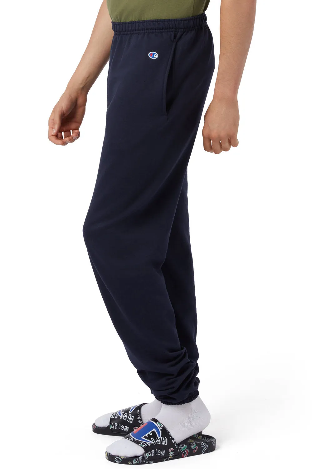Champion Mens Powerblend Sweatpants w/ Pockets - Navy Blue - Closeout